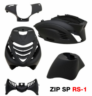 Kappenset Piaggio Zip SP RS-1. Zwart mat 5-delig.